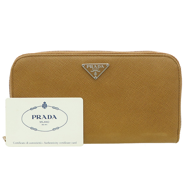 Prada M506A Triangle Logo Saffiano Leather Zip Long Wallet